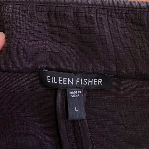 Eileen Fisher Womens Brown Textured Rayon & Silk Mandarin Collar Button Jacket L - Picture 10 of 13